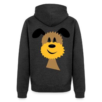 Hund - Unisex Premium Bio Zip Hoodie - Anthrazit meliert - Hinten - Nico (187cm)