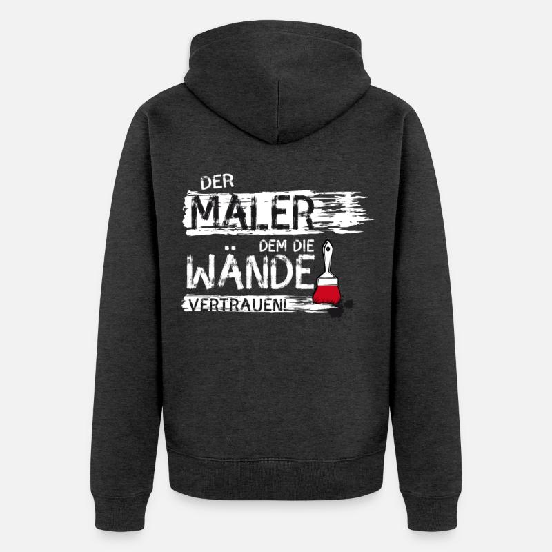 maler handwerker Beruf streichen Farbe Spruch lol - Unisex Premium Bio Zip Hoodie - Anthrazit meliert