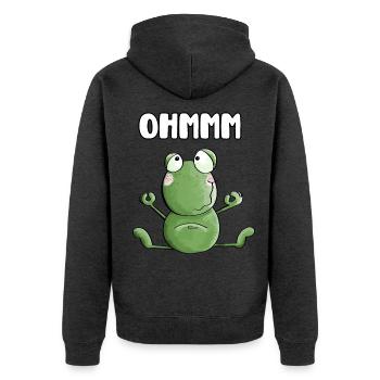 Ohmmm Grenouille - Grenouilles - Crapaud - Yoga - Fitness - Veste à capuche bio Premium Unisexe - anthracite chiné - Dos - Nico (187cm)