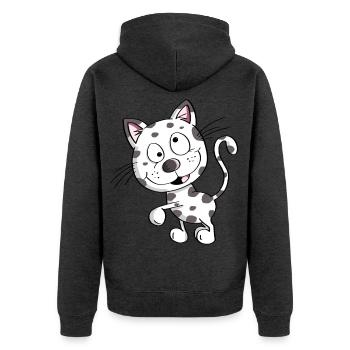 Knuffige Katze - Katzen - Kater - Stubentiger - Unisex Premium Bio Zip Hoodie - Anthrazit meliert - Hinten - Nico (187cm)