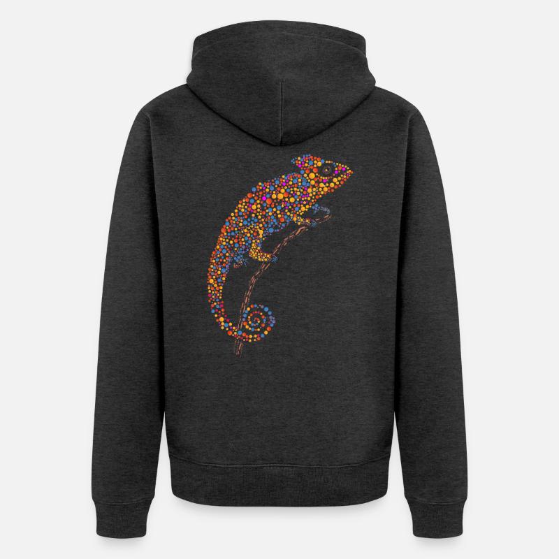 Caméléon mignon caméléon de couleur - Veste à capuche bio Premium Unisexe - anthracite chiné
