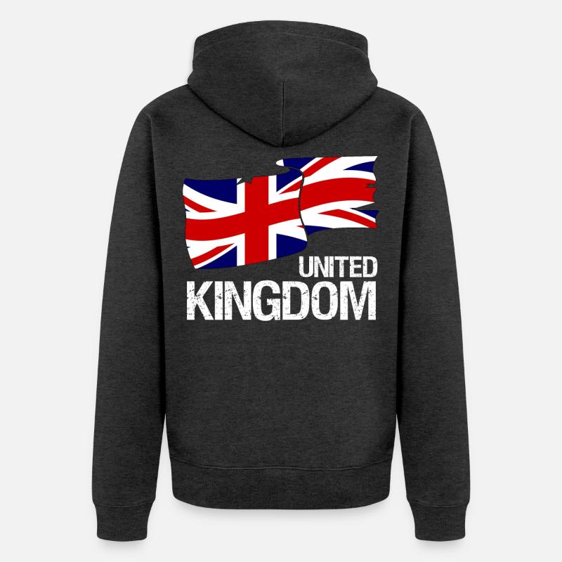 Drapeau britannique Union Jack - Design - Veste à capuche bio Premium Unisexe - anthracite chiné