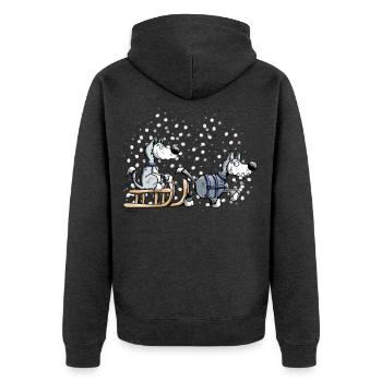 Schlittenhunde im Schnee - Unisex Premium Bio Zip Hoodie - Anthrazit meliert - Hinten - Nico (187cm)