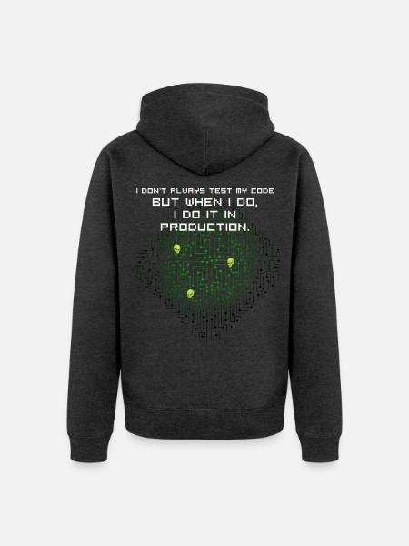 test ki Hackcode nerd joke spruch pc programmierer - Unisex Premium Bio Zip Hoodie - Anthrazit meliert