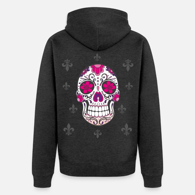 Sugar Skull Fleur De Lis - Veste à capuche bio Premium Unisexe - anthracite chiné