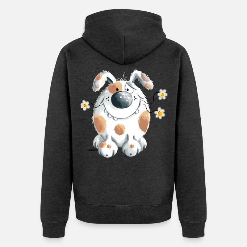 Chien avec la fleur - Veste à capuche bio Premium Unisexe - anthracite chiné
