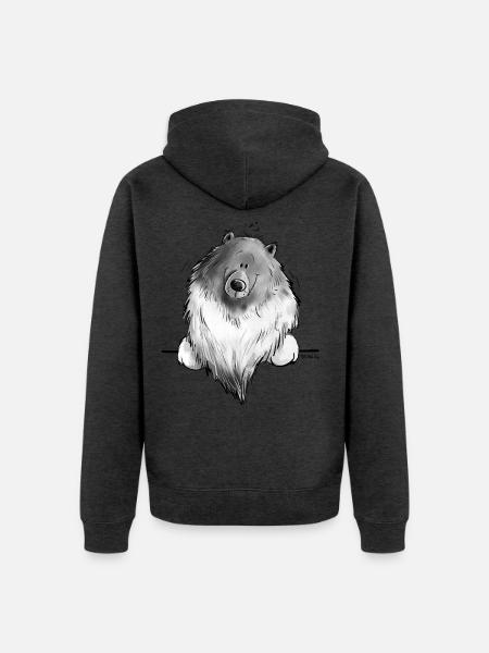 Funny Wolfsspitz I Comic Dog Gift - Unisex Premium Organic Zip Hoodie - heather anthracite