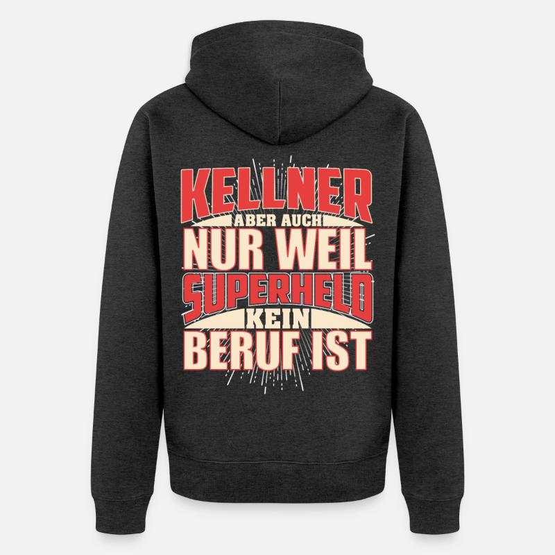 Kellner Superheld - Unisex Premium Bio Zip Hoodie - Anthrazit meliert