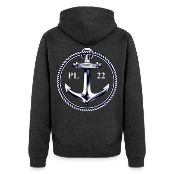PL22 Marine Anchor - Unisex Premium Organic Zip Hoodie - heather anthracite - Back - Nico (187cm)