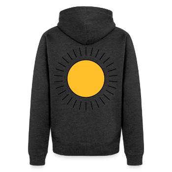 Sonne - Unisex Premium Bio Zip Hoodie - Anthrazit meliert - Hinten - Nico (187cm)