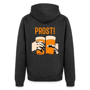 Trinkspruch - Unisex Premium Bio Zip Hoodie - Anthrazit meliert - Hinten - Nico (187cm)