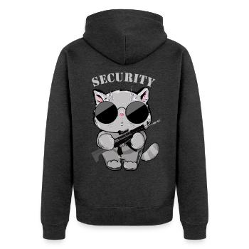 Agent de sécurité Cat avec pistolet - Veste à capuche bio Premium Unisexe - anthracite chiné - Dos - Nico (187cm)