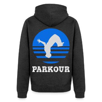 Parkour - Veste à capuche bio Premium Unisexe - anthracite chiné - Dos - Nico (187cm)