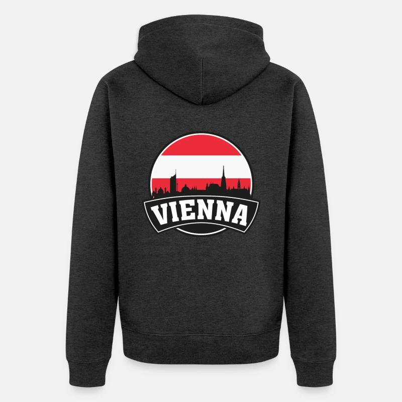 Souvenir du drapeau de l’Autriche de la silhouette de la ville de Vienne - Veste à capuche bio Premium Unisexe - anthracite chiné