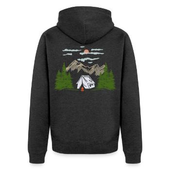Camping Camping Mountain Motif Gift Idea - Unisex Premium Organic Zip Hoodie - heather anthracite - Back - Nico (187cm)