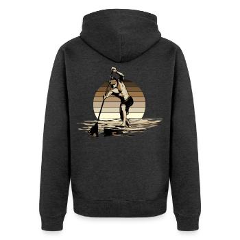 Standup Paddleboarding - SUP - Unisex Premium Bio Zip Hoodie - Anthrazit meliert - Hinten - Nico (187cm)
