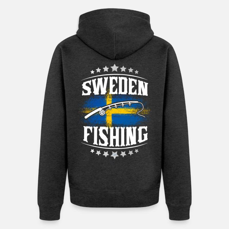 Suède Pêche Pêcheur Pêcheur - Veste à capuche bio Premium Unisexe - anthracite chiné