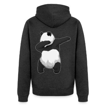 Panda Hip Hop Tanz - Unisex Premium Bio Zip Hoodie - Anthrazit meliert - Hinten - Nico (187cm)
