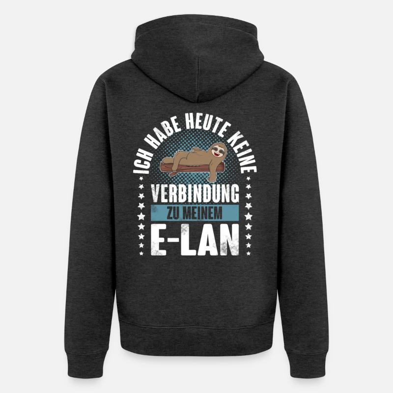 Faultier E Lan - Unisex Premium Bio Zip Hoodie - Anthrazit meliert