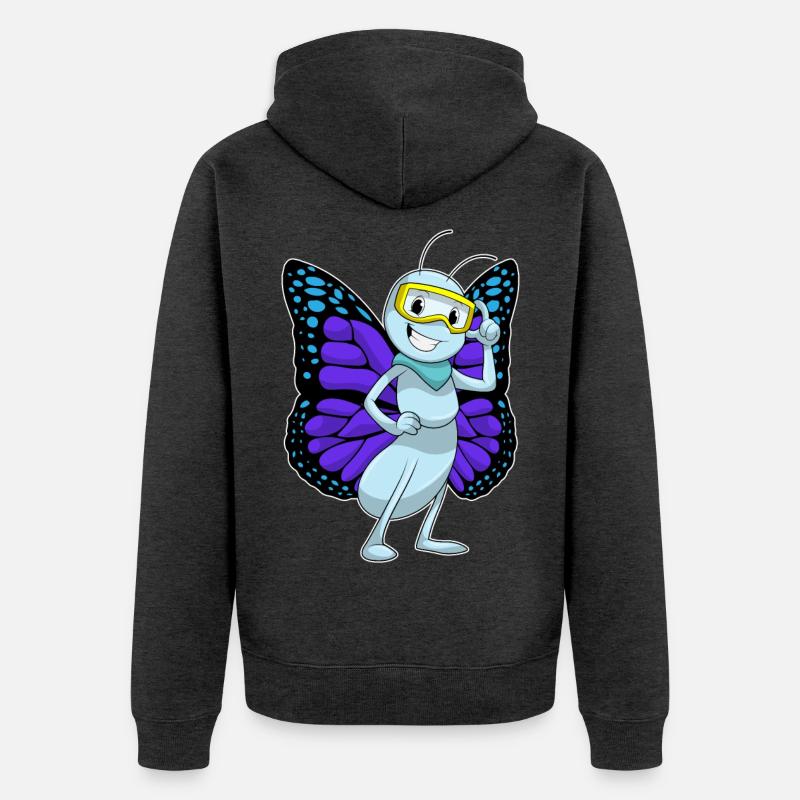 Papillon avec lunettes - Veste à capuche bio Premium Unisexe - anthracite chiné