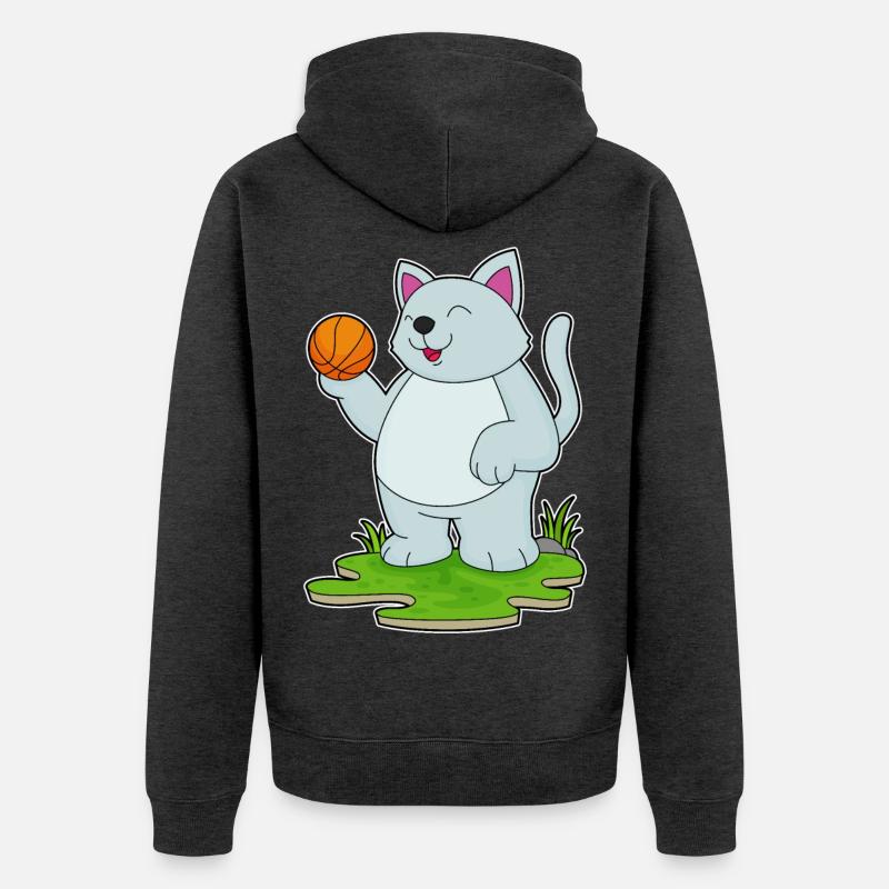 Chat Basketteur Basketteur - Veste à capuche bio Premium Unisexe - anthracite chiné