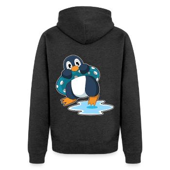Pinguin Schwimmen Schwimmring Sommer - Unisex Premium Bio Zip Hoodie - Anthrazit meliert - Hinten - Nico (187cm)