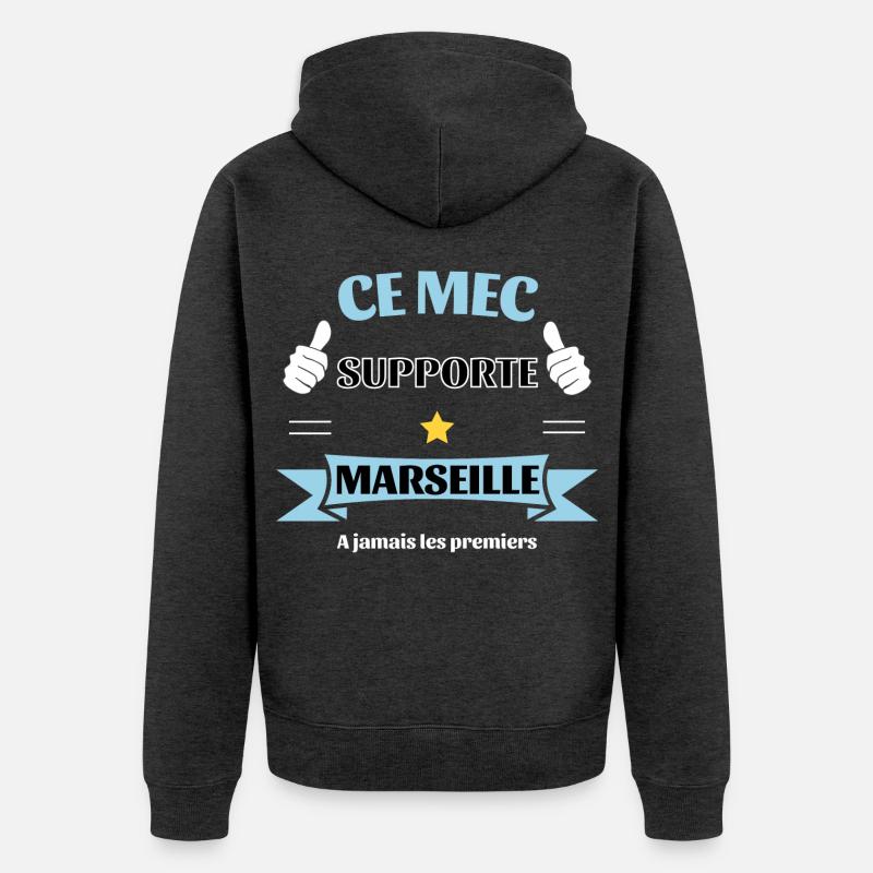Ce mec supporte Marseille - Veste à capuche bio Premium Unisexe - anthracite chiné