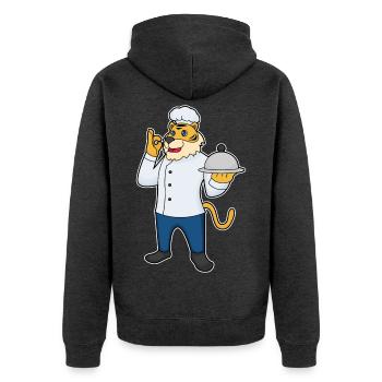 Cuisinier tigre servant la cuisine de cloches - Veste à capuche bio Premium Unisexe - anthracite chiné - Dos - Nico (187cm)