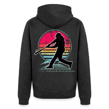 Baseball - Unisex Premium Bio Zip Hoodie - Anthrazit meliert - Hinten - Nico (187cm)
