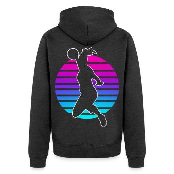 Handball Handball Joueur de handball féminin - Veste à capuche bio Premium Unisexe - anthracite chiné - Dos - Nico (187cm)