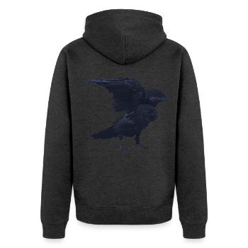 krähe flattern, goth, geburtstagsgeschenk Mann - Unisex Premium Bio Zip Hoodie - Anthrazit meliert - Hinten - Nico (187cm)