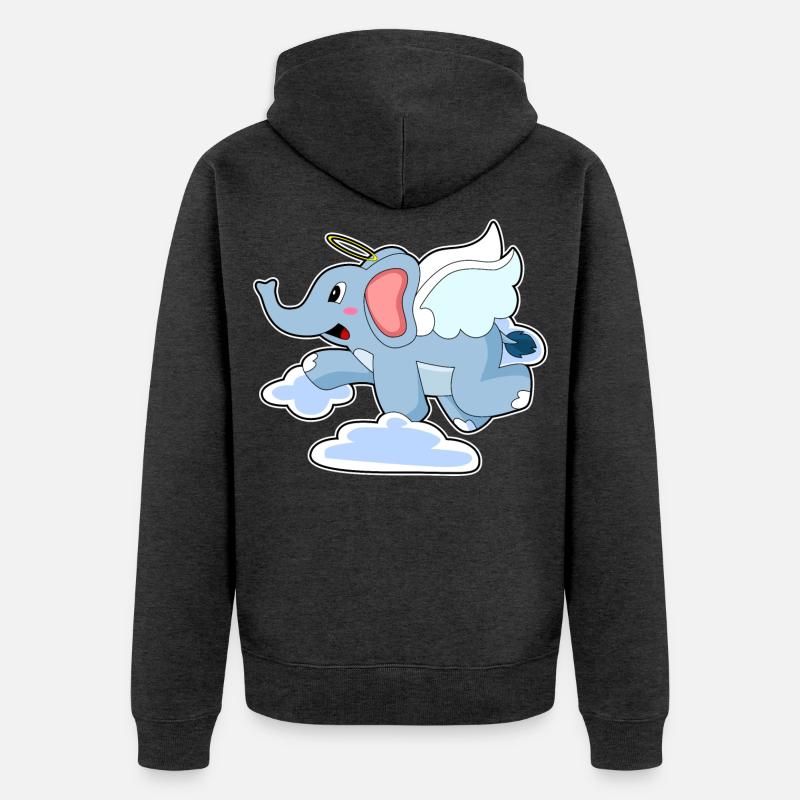 Nuages d’anges éléphants - Veste à capuche bio Premium Unisexe - anthracite chiné