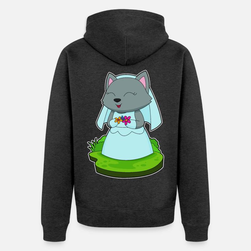 Cat Bride Fleurs Mariage - Veste à capuche bio Premium Unisexe - anthracite chiné