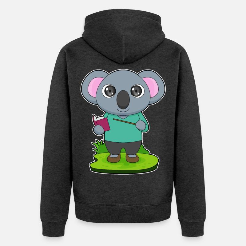 Koala Teacher Pointer - Veste à capuche bio Premium Unisexe - anthracite chiné