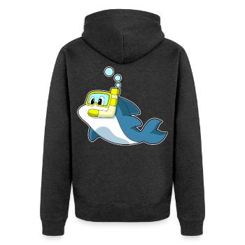 Plongée en apnée avec plongeur de dauphins - Veste à capuche bio Premium Unisexe - anthracite chiné - Dos - Nico (187cm)