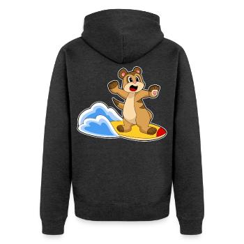 Erdmännchen Surfen Surfbrett Sommer - Unisex Premium Bio Zip Hoodie - Anthrazit meliert - Hinten - Nico (187cm)