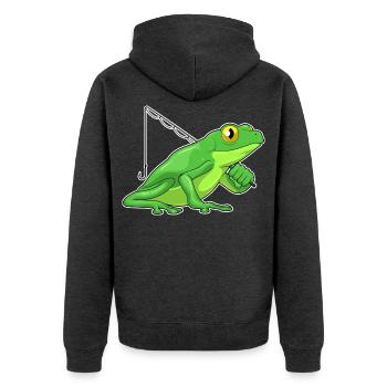 Canne à pêche Pêcheur Pêcheur Grenouille Canne à pêche - Veste à capuche bio Premium Unisexe - anthracite chiné - Dos - Nico (187cm)