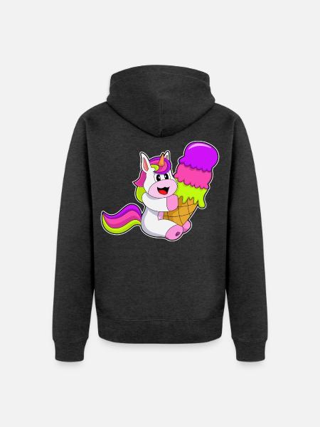 Einhorn Waffeleis - Unisex Premium Bio Zip Hoodie - Anthrazit meliert