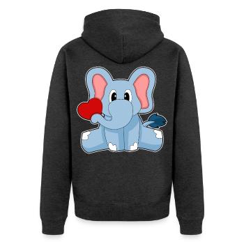 Elephant Heart - Unisex Premium Organic Zip Hoodie - heather anthracite - Back - Nico (187cm)