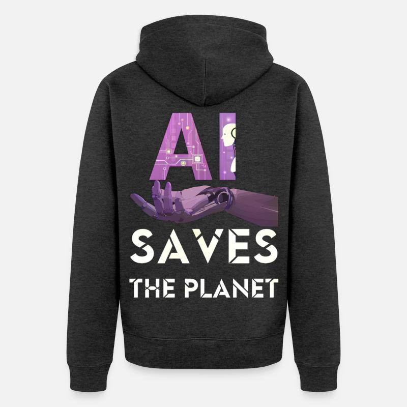 AI SAVE THE PLANET intelligence artificielle - Veste à capuche bio Premium Unisexe - anthracite chiné