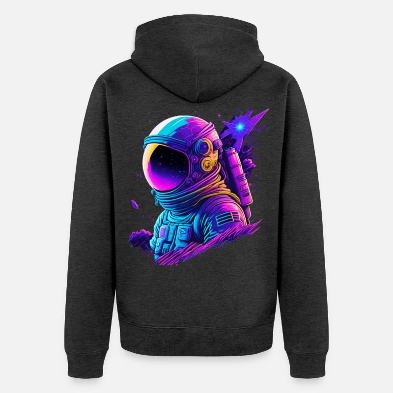 Synthwave Astronaute Space Explorer - Veste à capuche bio Premium Unisexe - anthracite chiné