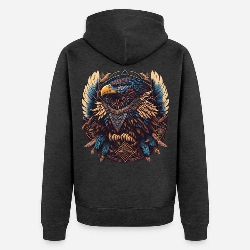Attrape-rêves d’aigle - Veste à capuche bio Premium Unisexe - anthracite chiné