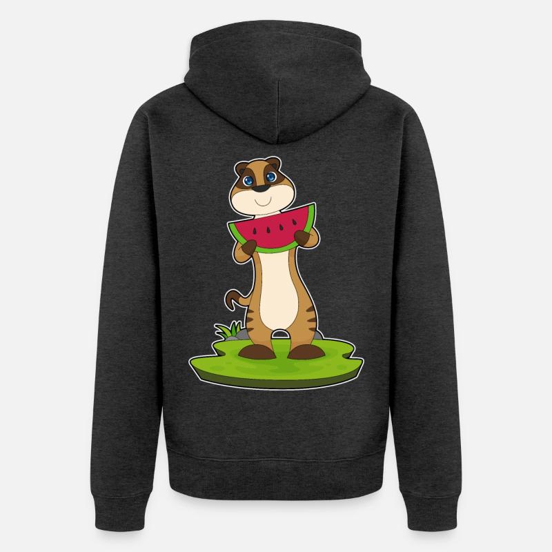 Suricate fruit de pastèque - Veste à capuche bio Premium Unisexe - anthracite chiné