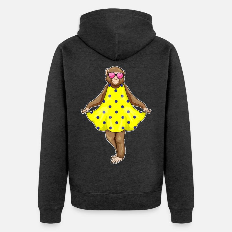Robe à pois Monkey Hearts - Veste à capuche bio Premium Unisexe - anthracite chiné