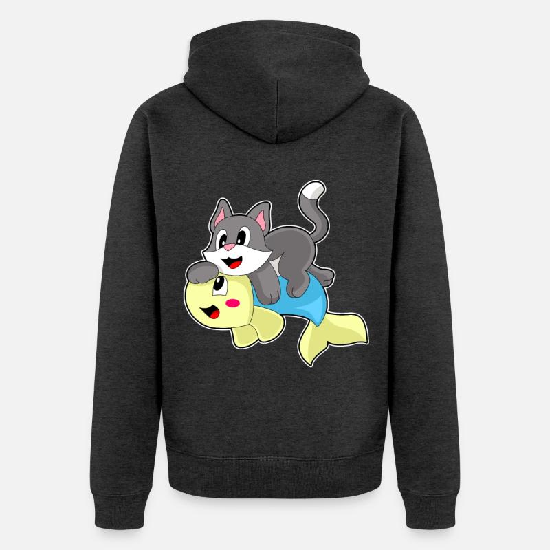 Poisson-chat - Veste à capuche bio Premium Unisexe - anthracite chiné