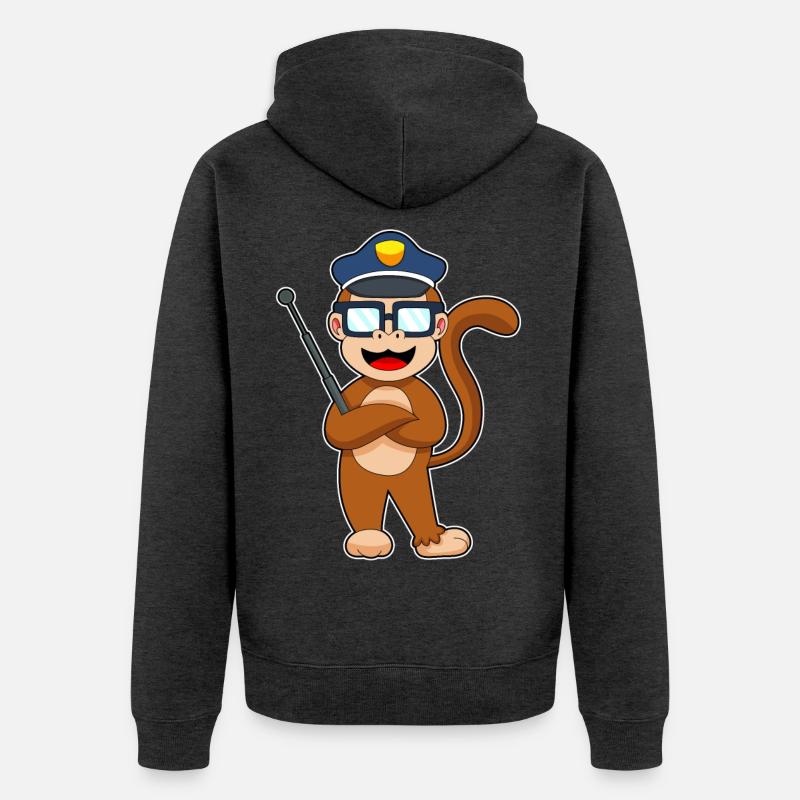 Monkey Policeman Matraque Police - Veste à capuche bio Premium Unisexe - anthracite chiné