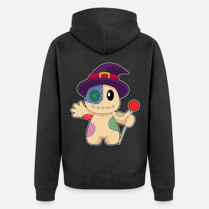 Poupée vaudou Halloween - Veste à capuche bio Premium Unisexe - anthracite chiné