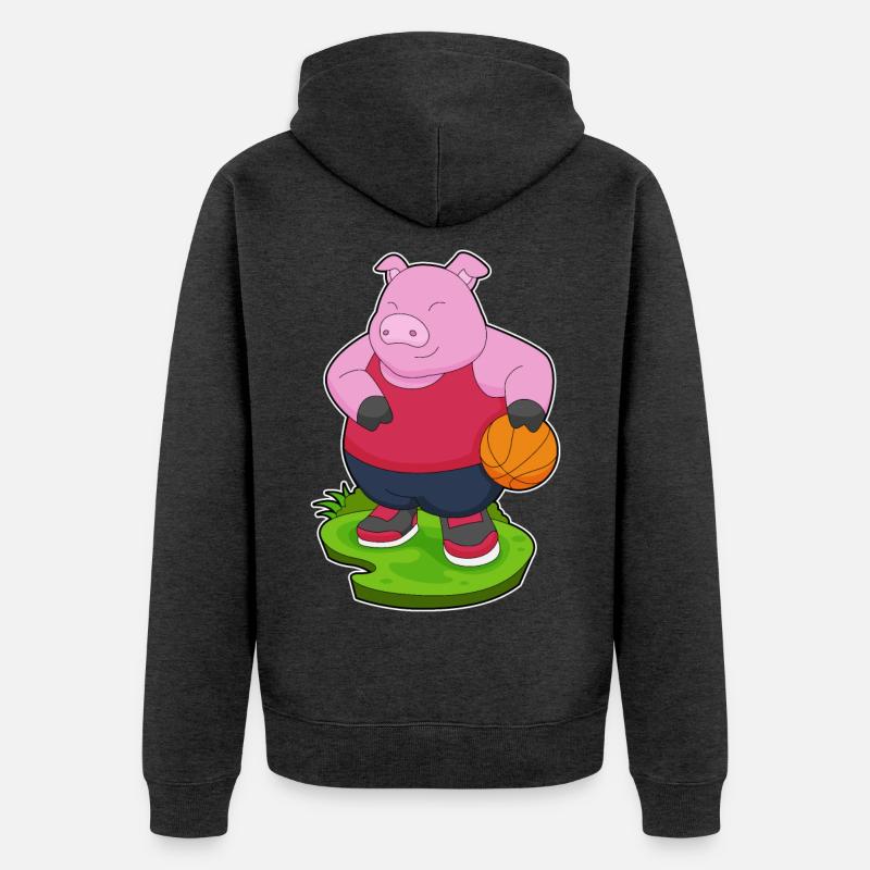 Cochon Basketteur Basketteur - Veste à capuche bio Premium Unisexe - anthracite chiné
