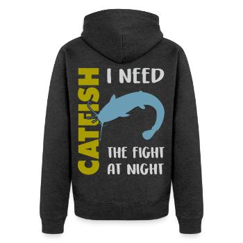 Combat de pêche au poisson-chat avec le poisson-chat fort - Veste à capuche bio Premium Unisexe - anthracite chiné - Dos - Nico (187cm)