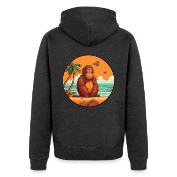 Orangutan Watercolor Cartoon Kawaii Clipart Animal - Unisex Premium Organic Zip Hoodie - heather anthracite - Back - Nico (187cm)